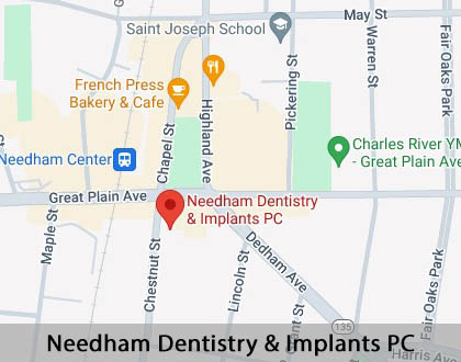 Map image for Emergency Dental Care in Needham, MA